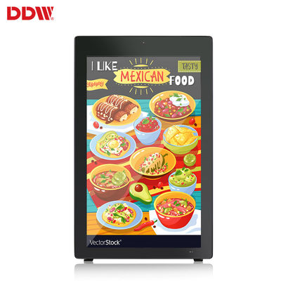 Outdoor capacitieve touch lcd draagbaar met wielen display reclame digitale signage batterij aangedreven